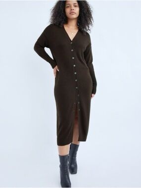 Wilfred Utopia Sweater Midi Dress - Brown- 100% Merino Wool- US (S)- Fits M